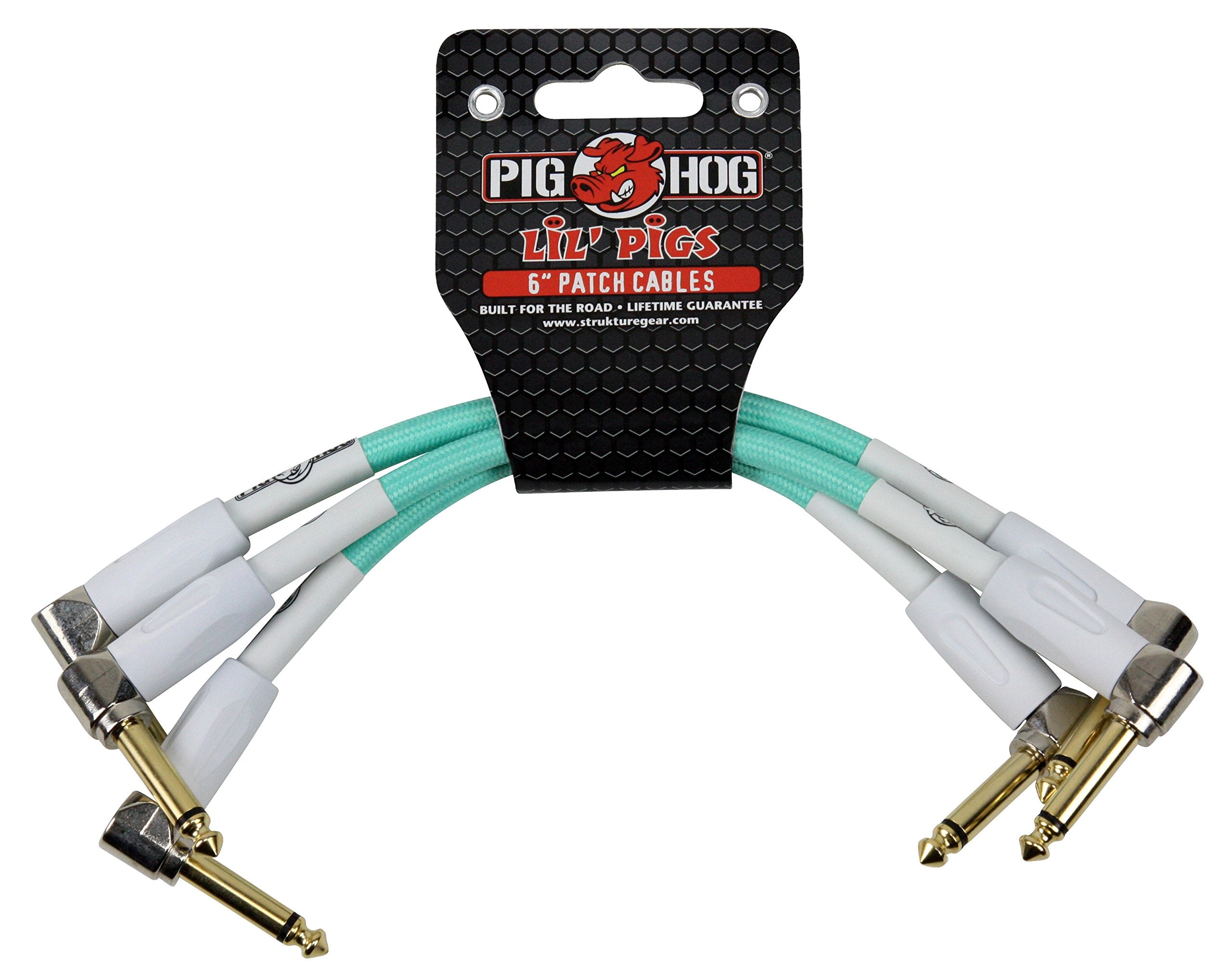 Pig Hog Lil Pigs Vintage ''Seafoam Green'' 6-in Patch Cables - 3 pack